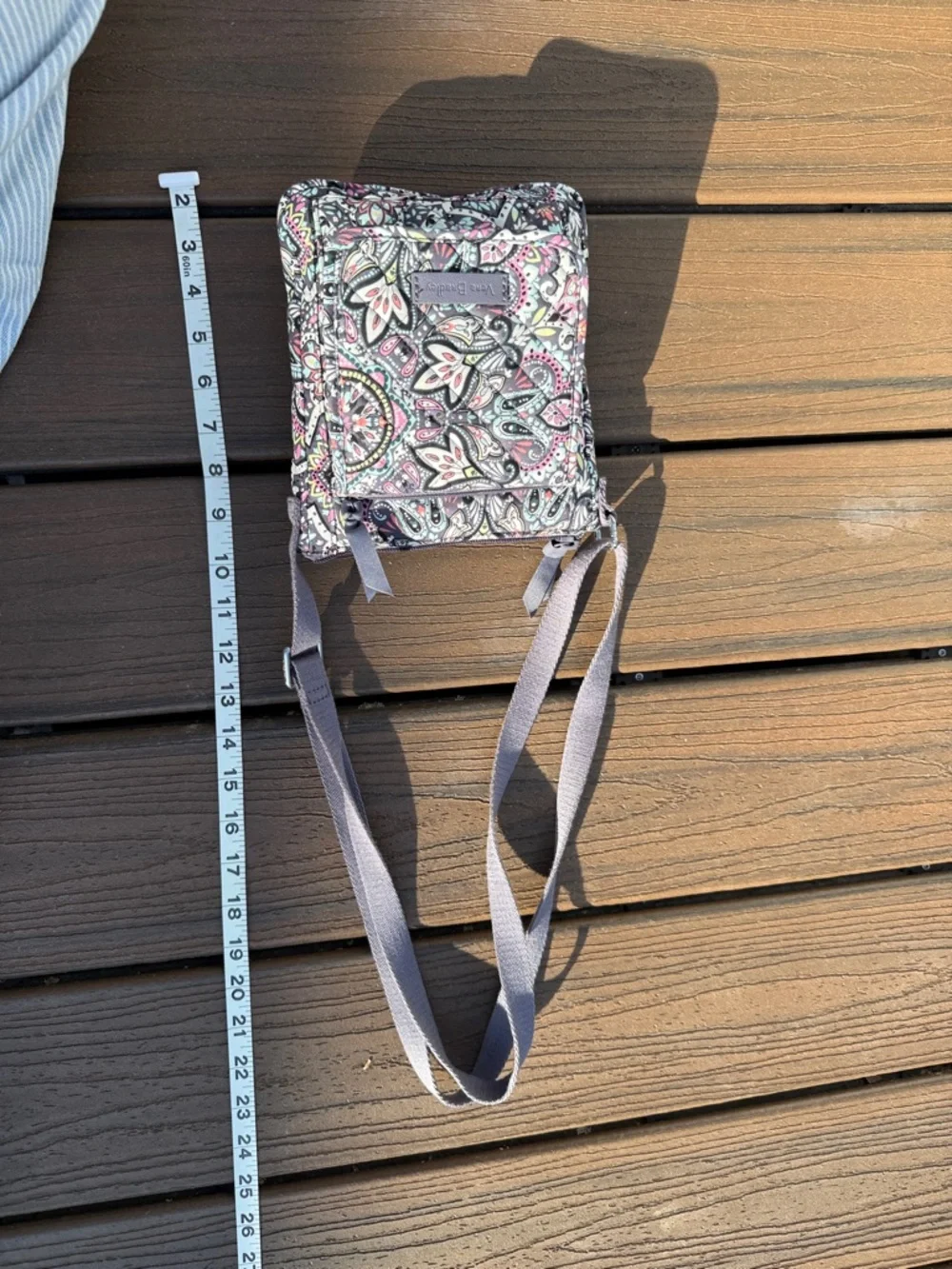 Vera Bradley Gray Paisley Quilted Crossbody with Pink & Mint Accents - Picture 2 of 4